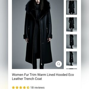 NIB. Just arrived today. Women Fur-Trim Hooded Eco Leather Trench Coat Pd. $177+